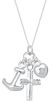 Elli Halskette Damen Anker Herz Kreuz Anhänger in 925 Sterling Silber