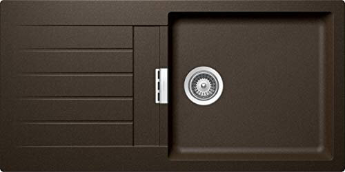 SCHOCK hochwertige Küchenspüle 100 x 50 cm Signus D-100L Bronze - CRISTADUR braune Granitspüle mit Abtropffläche ab 60 cm Unterschrank-Breite