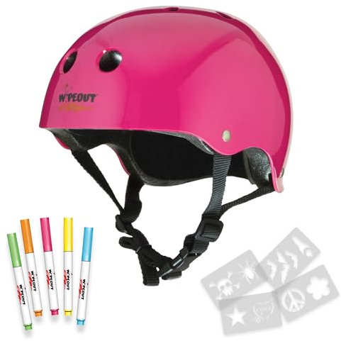 Wipeout Dry Erase Kids Bike Helmet, Neon Pink, Ages 5+