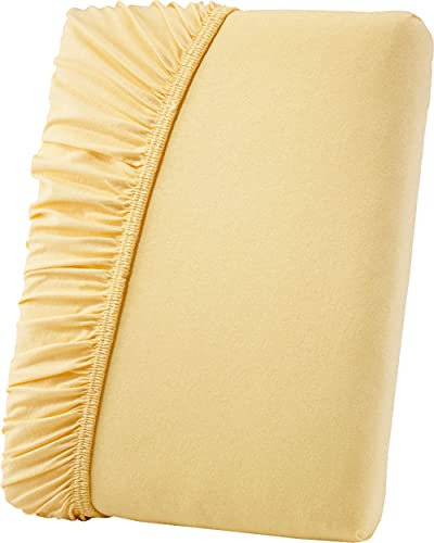 Primbausch Spann-Bettlaken/Betttuch aus feinster Baumwolle, Öko-Tex Standard 100 (Größen: 90 x 190 cm - 100 x 200 cm, Farbe: Gelb/Hellgelb)