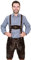 Bayerische Herren Trachten Lederhose kurz, Trachtenlederhose mit Trägern, original in Dunkelbraun, Oktoberfest, Größe 52