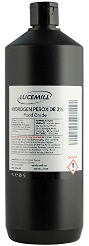 Lucemill Hydrogen Peroxide 3% Food Grade I 1 Litre I Liquid Hydrogen Peroxide Food Grade I Unstabilised I Eco Friendly I Additive Free I Comes with Black Flip Top