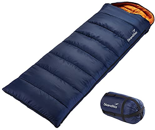 Skandika Doppelschlafsack Iceland | Single Schlafsack für Erwachsene, trennbar, bis 0°C/3°C | Winter Outdoor Camping (Single | Blau RV Links)