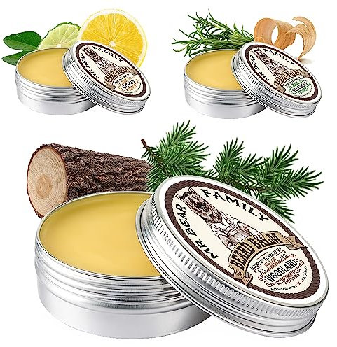 Mr Bear Family Bartbalsam Männer - pflegender Bart Balsam - Bartwachs mit Shea Butter, Jojobaöl und Bienenwachs - Bartwichse Schnurrbart & Vollbart Bart Styling - Beard Balm 60ml (Woodland)