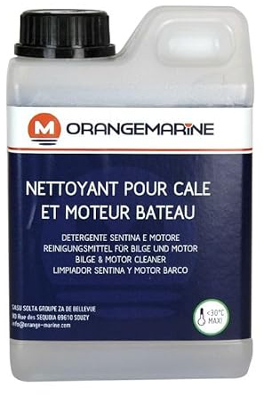 Orangemarine Nettoyant Cale & Moteur Bateau 1 L – Dégraissant Puissant sans Solvants Chlorés | Élimine Graisses, Huiles & Cambouis | Usage Froid