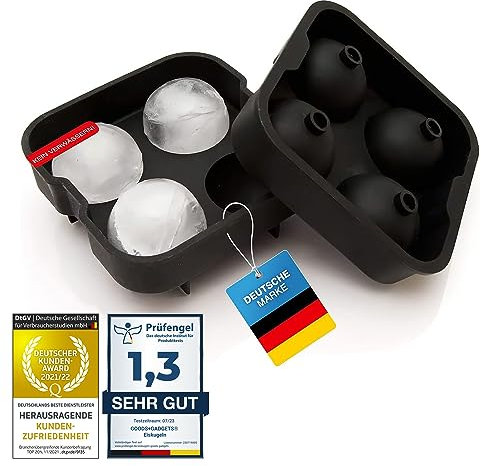 Eiswürfelform Silikon Ice Cube Tray; Eiswürfelschale Eis-Würfel-Maker; Eiskalte Getränke mit Eye-Catcher Eiswürfel für Whisky, Cocktails, Saft uvm. (XXL Eiskugeln)