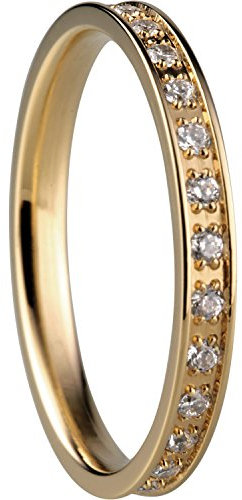 Bering Damen-Ring Edelstahl teilvergoldet Zirkonia weiß Gr. 67 (21.3)-556-27-101