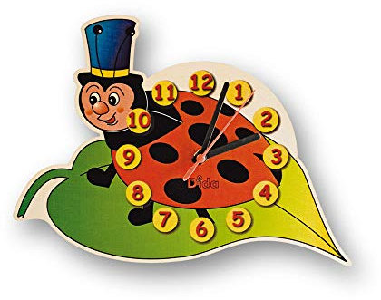 Dida - Wanduhr Marienkäfer, Analoge Uhr Zum Aufhängen Für Das Kinderzimmer, Der Lustige Marienkäfer Ist EIN Ideales Kleines Geschenk, Optimal Auch Im Kindergarten