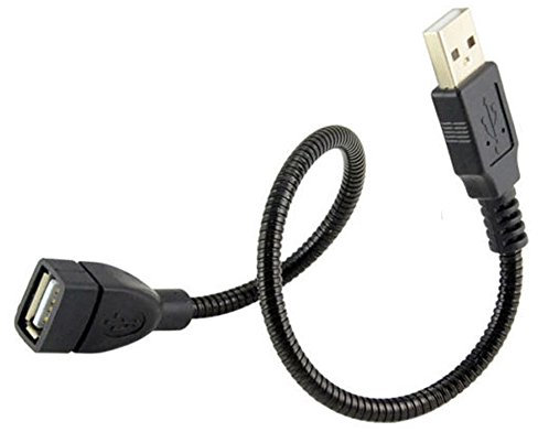 Kasstino Sync Data Flexible Extension Gooseneck Cable Cord USB 2.0 A Male to A Female 1Ft (Black)