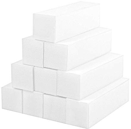TRIXES 10 x Buffer Blocchi per Unghie Naturali, Acriliche e Gel - Levigatura e Lucidare Professionali - Set di Blocchi per Levigare Lima per Unghie - Accessorio per Pedicure Manicure - Bianco