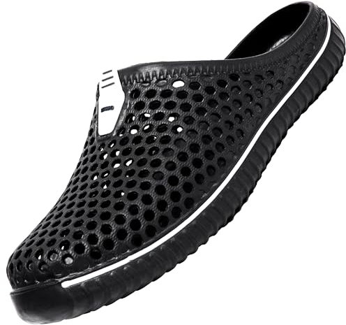 SAGUARO Uomo Donna Spiaggia Traspirante Pantofole Leggero Flessibile Estate Sandali Anti-scivoloso Unisex Clogs Piscina Slippers 40EU Nero
