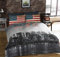 New York City Skyline Grey Black Double Bed Size Reversable Red Cream Flag Duvet Cover Quilt Set by Hallways
