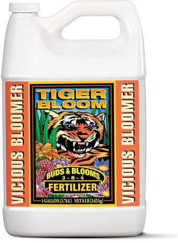 FoxFarm Tiger Bloom Liquid Plant Food - Phosphorus Fertilizer for Buds, Blooms & Flowering - Supports Soil & Hydroponic Systems - High Micronutrient Formula with 2-8-4 Nutrient Ratio - 1 Gallon