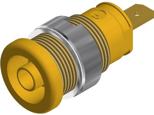 Hirschmann 4 mm Bananenbuchse Gelb, Kontakt vergoldet, 1000V ac/dc / 25A Flachstecker