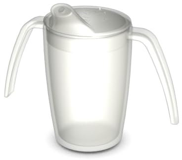 Ornamin 2-Henkel-Becher mit Schnabelaufsatz, natur-transparent