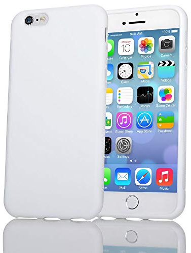 NALIA Case compatible with iPhone 6 6S, Matt Anti-Slip Rubber Back Cover, Ultra-Thin Protective Shock-Proof Silicone Gel Smart-Phone Skin, Slim-Fit Rugged Protector Bumper, Mobile Cell Etui - White