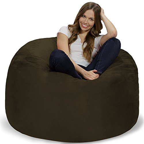 Chill Sack XL - Der Sitzsack mit Memory-Foam Füllung - Das Sitzkissen für Kinder und Erwachsene mit kuschelweichem, waschbarem Velourbezug in Olivgrün