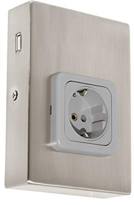EGLO Enchufe con puerto USB Taxano, accesorio de acero en blanco