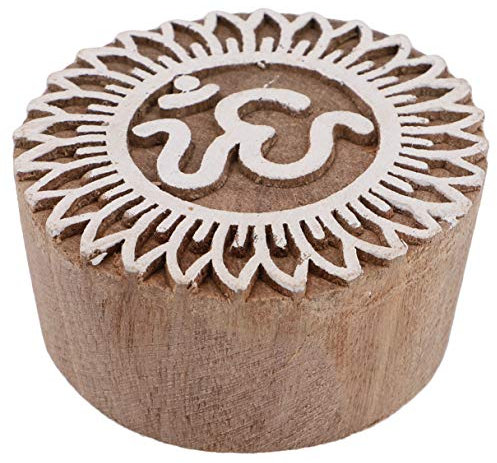 GURU SHOP Indischer Textilstempel, Holz Stoffdruckstempel, Blaudruck Stempel, Druck Modell - Ø 6 cm OM 2