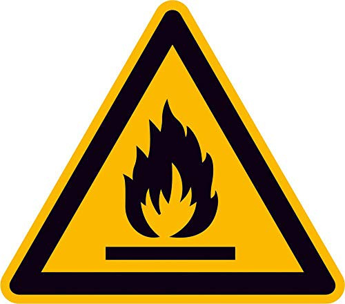 Betriebsausstattung24 Warnschild Warnung vor feuergefährlichen Stoffen - Aluminium, geprägt - Seitenlänge: 20,0 cm - DIN EN ISO 7010