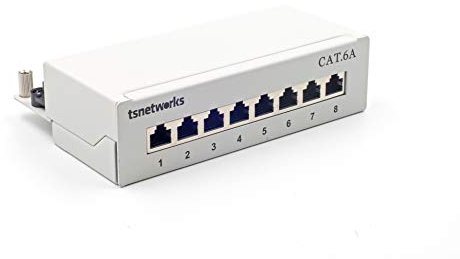 tsnetworks Panneau de brassage 24 ports Cat. 6a, montage FTP 19, noir, avec module de connexion Keystone 8-Port Cat. 6A