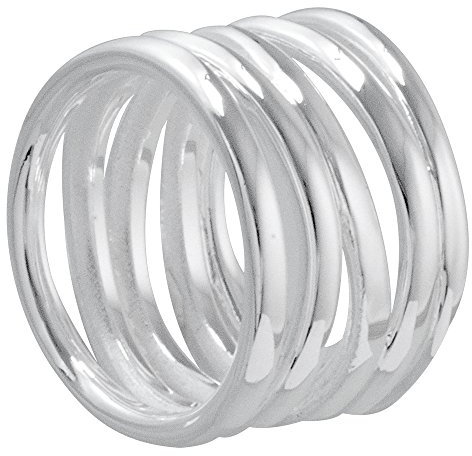 Vinani Damenring, 925 Sterling Silber – offener Design-Ring mit eleganten gewickelten Bändern, poliert und glänzend, handgefertigter zeitloser Schmuck für Frauen, Größe 60 (19.1mm), Modell RVB60