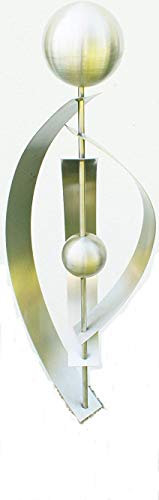 Gartendekoshop24 – Edelstahl Gartenstecker, Gartenstab „Daniela“, 117 cm. Stab aus Edelstahl mit 2 gebürsteten Edelstahlkugeln, handgemacht, für draußen. Eleganter Stecker.