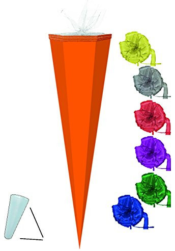 alles-meine.de GmbH Schultüte Rohling - ORANGE - 85 cm incl. Schleife/Tüllabschluß - Zuckertüte - zum Basteln, Bemalen und Bekleben Bastelschultüte