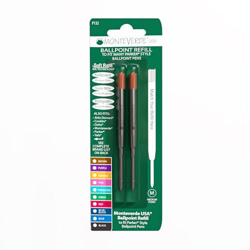 Monteverde P132BN Sanfte Kugelschreiber-Mine Parker Geeignet für Rechts-/Linkshänder braun