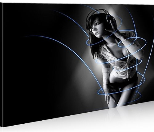 islandburner Bild Bilder auf Leinwand Musik 1p Sexy Girl Kopfhörer XXL Poster Leinwandbild Wandbild Dekoartikel Wohnzimmer Marke