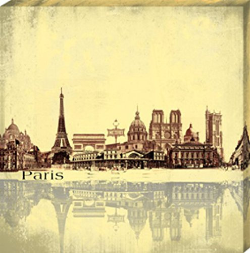 1art1 Paris Poster Städte-Collage, Vintage Style Bilder Leinwand-Bild Auf Keilrahmen | XXL-Wandbild Poster Kunstdruck Als Leinwandbild 70x70 cm