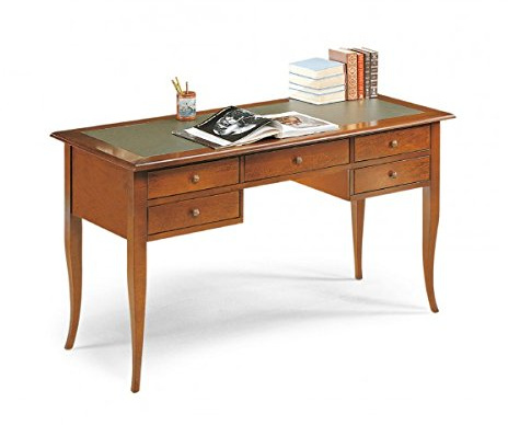 Vintage Home Scrivania In Legno Con Piano In Pelle Da 130