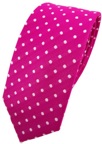 TigerTie - schmale Designer Krawatte in magenta fuchsia silber gepunktet