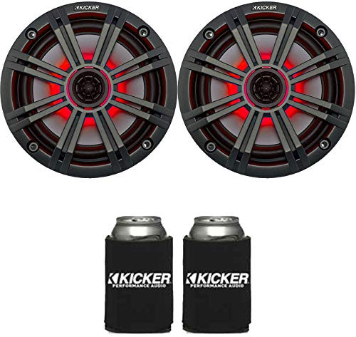 Kicker 16,5 cm (6,5 Zoll) anthrazitfarbene LED-Marine-Lautsprecher (2 Stück), 1 Paar OEM-Ersatz-Lautsprecher