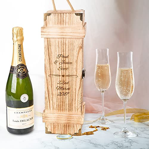 Personalised Champagne Box Personalised Engagement Gift Wedding Anniversary Custom Wine Wooden Gift Box Date Night Box Hamper Valentines Day Present Engraved Couple