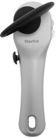 Starfrit Securimax Automatischer Dosenöffner, patentierte sichere Kanten-Technologie mit Deckelheber, hinterlässt keine scharfen Kanten auf Deckel und Dose, robuster rutschfester Knauf, Grau
