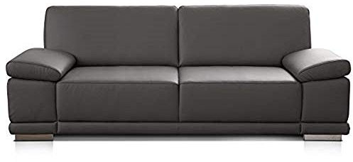 CAVADORE 2,5-Sitzer Sofa Corianne in hochwertigem Kunstleder und modernem Design / Mit Armteilfunktion / 191 x 80 x 99 / Grau