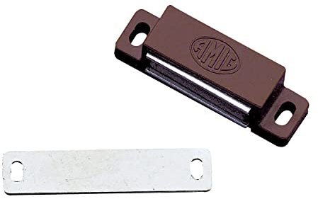Amig - Pack de 2 Golpetes Magnéticos Mod.10 Acabados en Marrón - Cierre Oculto para Puertas de Armarios y Muebles de Hogar u Oficina - Medidas: 56 x 15 mm - Se Incluyen Tornillos de Fijación