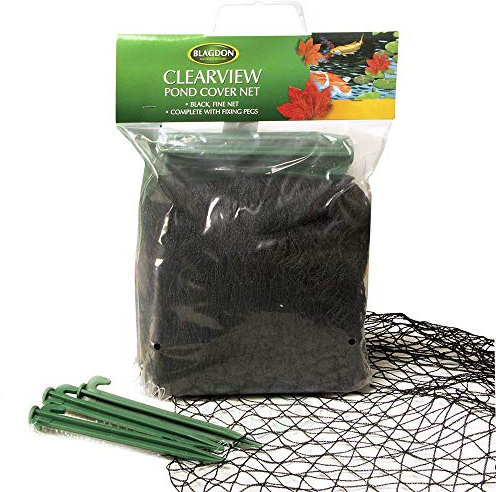 Blagdon 1022415 Clearview Pond Cover Netting, Strong Double Weave, Black, Fine, with 10 Fixing Pegs, Net Size 6m x 5m (20’ x 16’ 6”), Protects Pond
