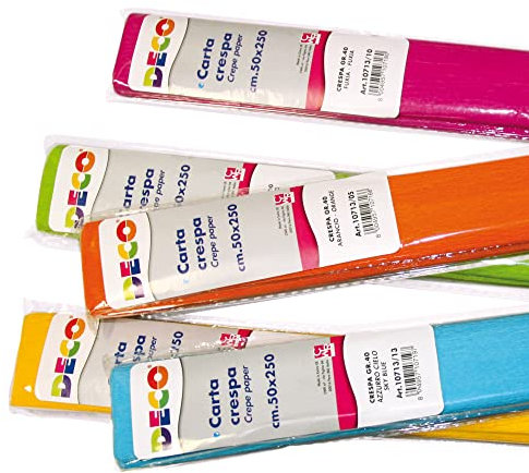 DECO 10369 Krepppapier, verschiedene Farben, 10 Rollen