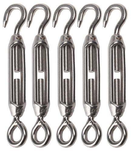 DN M4 in acciaio inox 304 Hook & Eye tenditore fune Tension pacchetto di 5