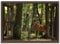 ARTLAND Wanddeko Leinwand Bilder Wandbild 130x90 cm Fensterblick Hirsch 4 Wald T5YQ
