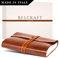 BELCRAFT Tivoli mittelgroßes Notizbuch aus recyceltem Leder, Handgearbeitet in klassischem Italienischem Stil, Geschenkschachtel inklusive, Tagebuch, Lederbuch (12x17 cm) Hellbraun Braun Clair