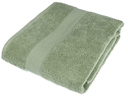 HOMESCAPES Maxi Drap de Bain en 100% Coton Turc - Ultra Doux et Absorbant - 500 g/m² - Vert Sauge - 100 x 180 cm