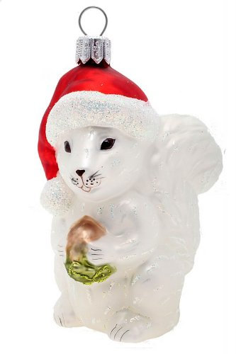Hamburger Weihnachtskontor - Christbaumschmuck- Kugeln aus Glas -Eichhörnchen weiß