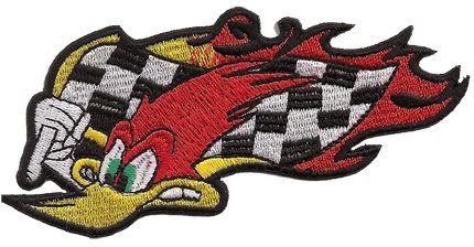Woody wood Pecker Racing Flag Rockabilly Biker Motorrad Triker Aufnäher Patch