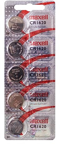 Maxell Lot de 5 Piles Bouton au Lithium CR1620 BR1620 CR 1620 3 V - Produit Officiel Maxell