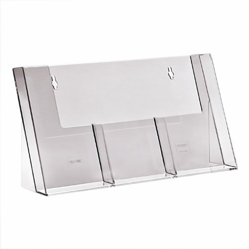 TAYMAR 3C110H Tisch-Prospekthalter, Flyerständer mit 3 Fächern für DIN Lang (DL), transparent
