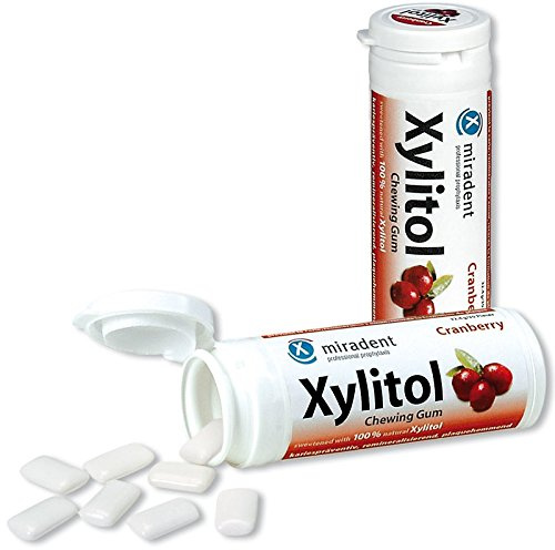 12x Miradent Xylitol Chewing Gum Zahnpflegekaugummis 30 Stück Dose cranberry (12x 30g)