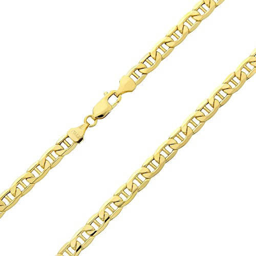 PRINS JEWELS 18 Karat / 750 Gold Italienisch Flach Mariner Gelbgold Kette Unisex - Breite 3 mm - Länge wählbar (45)